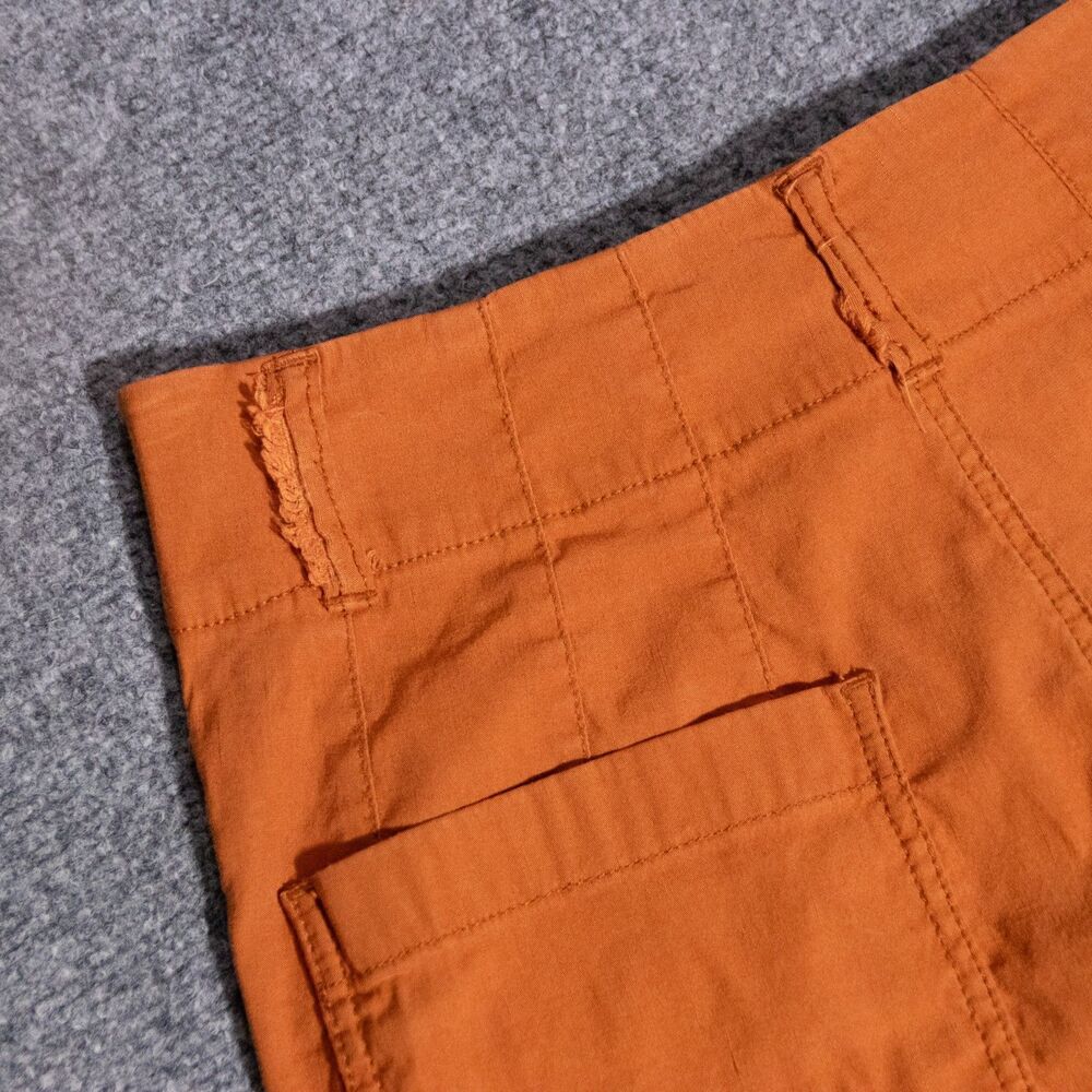 Maeve Anthropologie Colette Wide Leg Crop Pants Women's 28x26 Linen Blend Orange - Picture 6 of 6